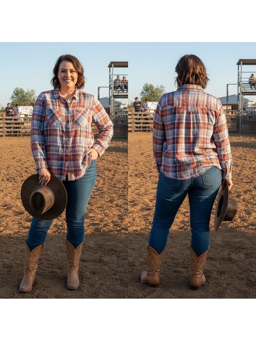 1989 - Melrose and Market Women's Plaid Button-Up Shirt 1X Cotton Casual